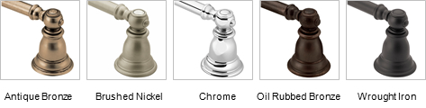 Antique Bronze | Brushed Nickel | Chrome | Oil Rubbed Bronze | Wrought Iron