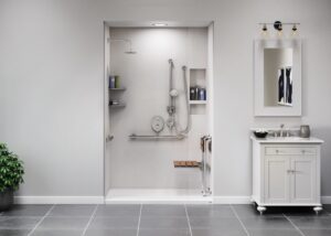 Bathroom for seniors with many bathroom accessories