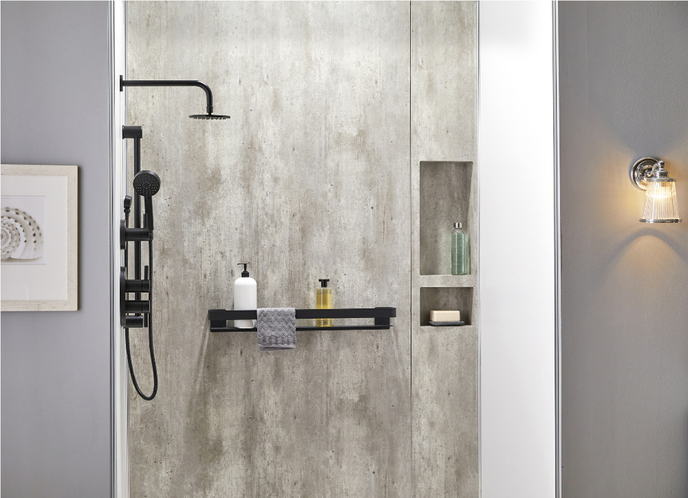Small bathroom remodel with a shelving