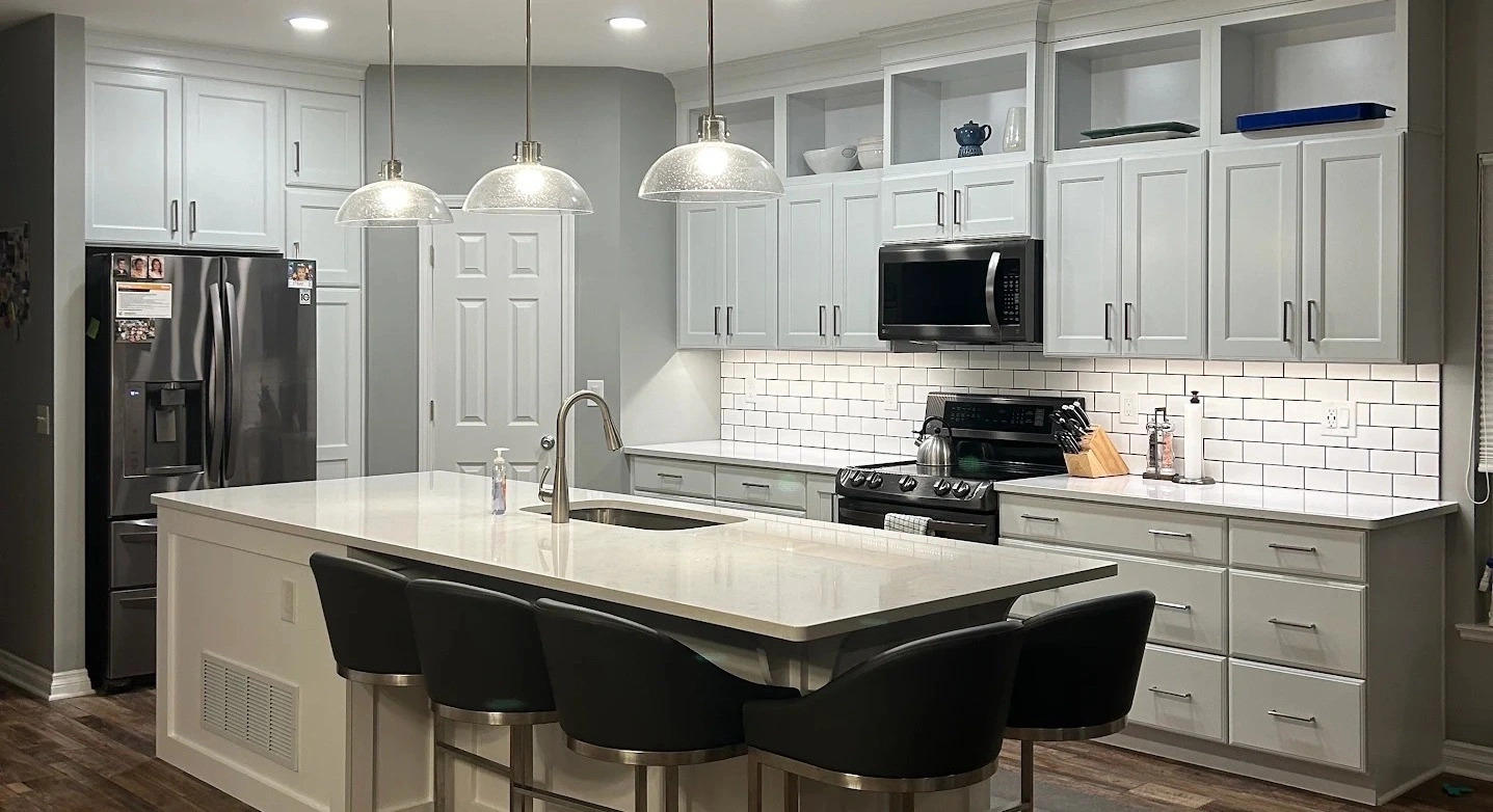Kitchen island sink placement in open concept kitchen