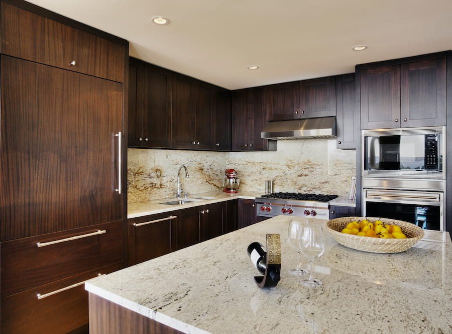 Modern kitchen with refaced cabinets and updated hardware